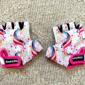 Kids Unicorn bicycle gloves - Pink and White